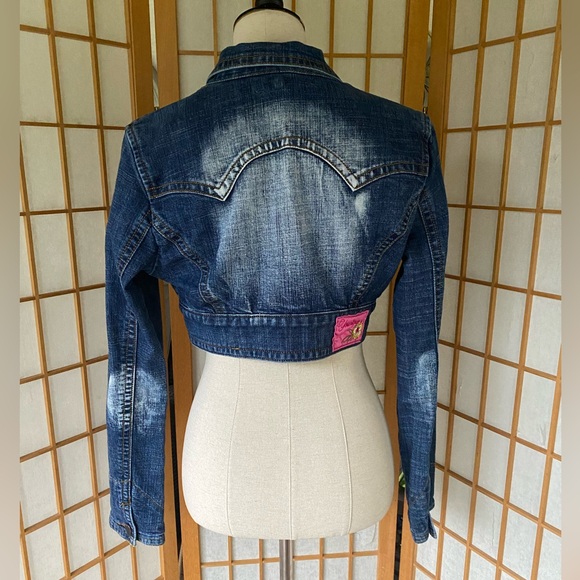 Youngique Cropped Denim Jean Jacket SZ M - Picture 8 of 12